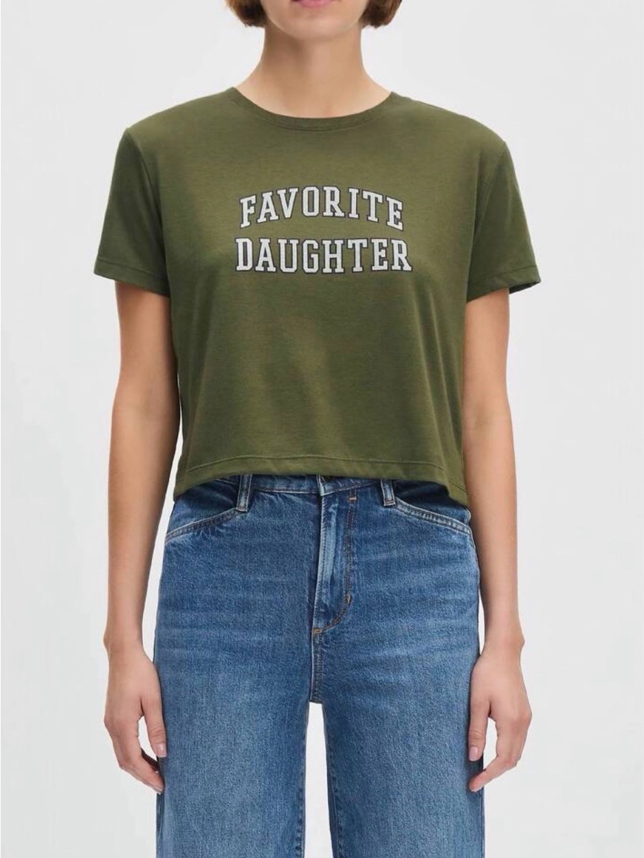 Favorite Daughter Olive Green Crewneck Tee